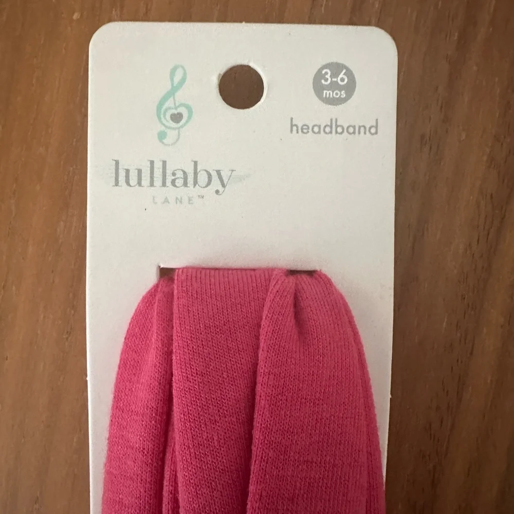 NWT Lullaby Lane Pink Headband. Baby Girl Size 3-6M. Soft! cute!